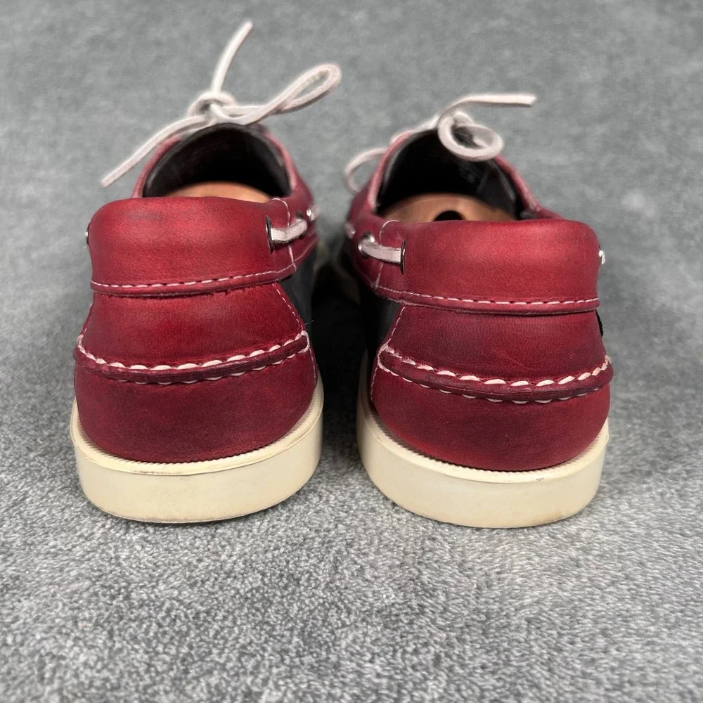 Sebago Docksides Boat Shoes Mens 8 M Navy Blue Red Leather 72975